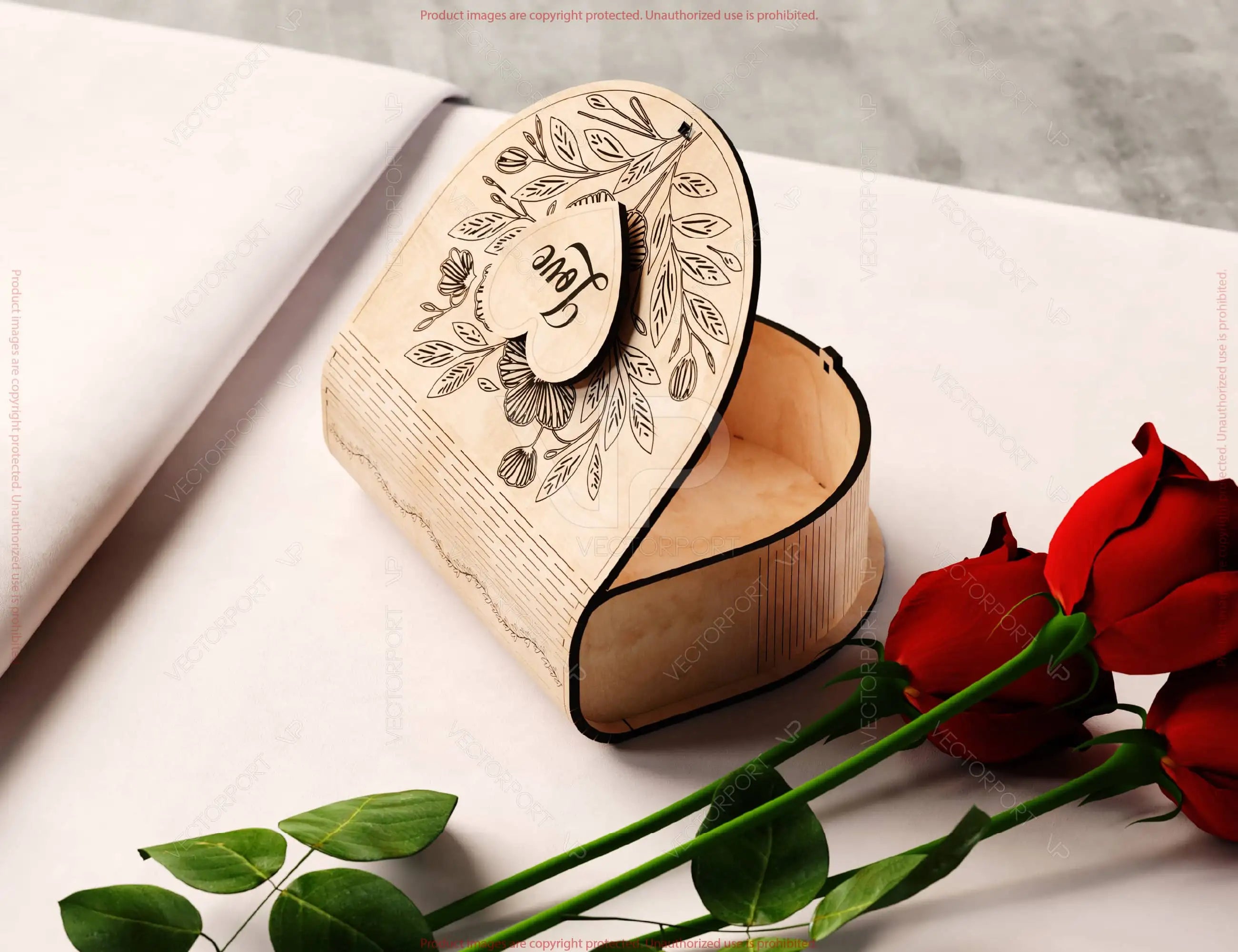 Romantic Half-Circle Love Book-Shaped Wooden Gift Box with Lock – Laser-Cut Card Holder & Elegant Purse Favor Box Digital Download |#U544|