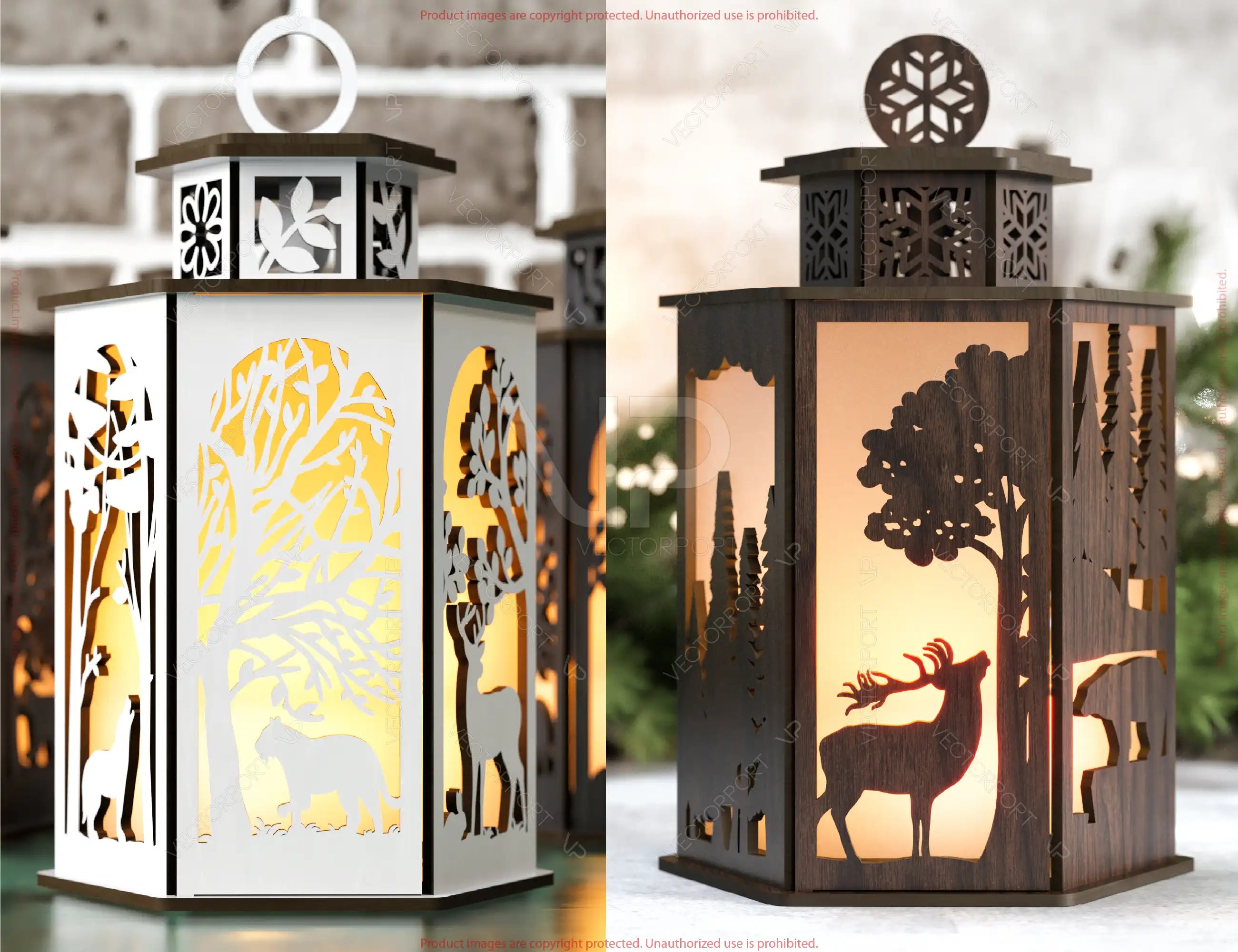 Wildlife Lantern Collection - Nature-Inspired Lamp Series #2 Laser Cut Tealight Candle Holder Digital Download |#U552|