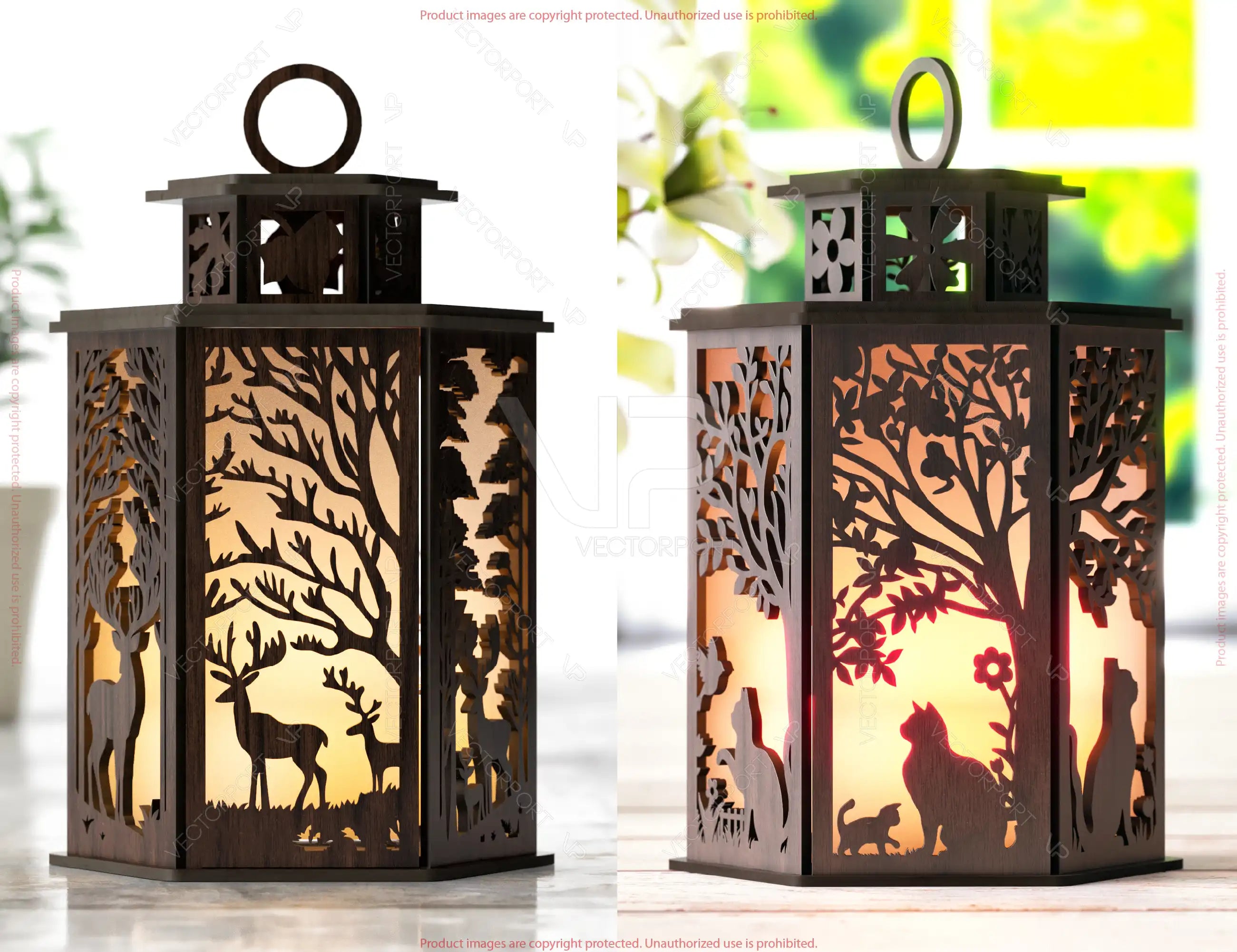 Wildlife Lantern Collection - Nature-Inspired Lamp Series #2 Laser Cut Tealight Candle Holder Digital Download |#U552|