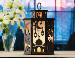 Ramadan Lantern: Laser-Cut Crescent Moon & Star Design – Minimalistic Home Décor, Elegant Vector for Laser Cutting, Digital Download |#U556|