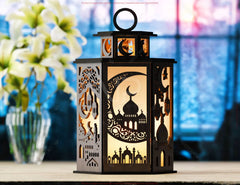 Ramadan Lantern: Laser-Cut Crescent Moon & Star Design – Minimalistic Home Décor, Elegant Vector for Laser Cutting, Digital Download |#U556|