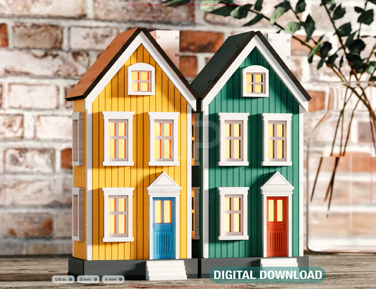 Nordic-Inspired Miniature Laser-Cut Scandinavian House - Cozy Cabin Design with Simple and Elegant Details | Digital Download |#U558|