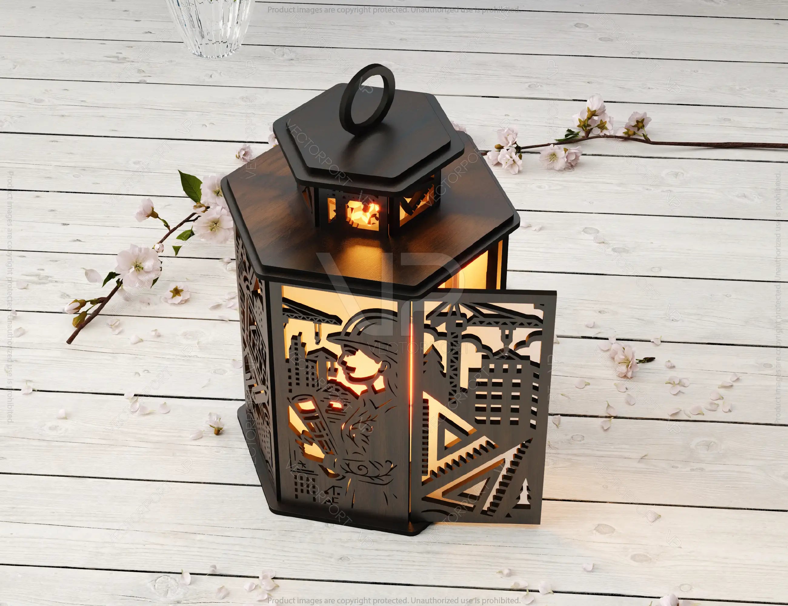 Architect Theme Laser Cut Table Lamp with Tools, Blueprints, Cranes, Buildings, Gift for Architecture Lovers, Engineer |Digital Download |#U570|