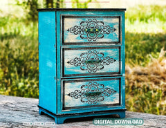 Laser Cut Miniature Dresser SVG – Elegant Jewelry Box, Wooden Nightstand File, DIY Laser Cutting Project Digital Download |#U589|
