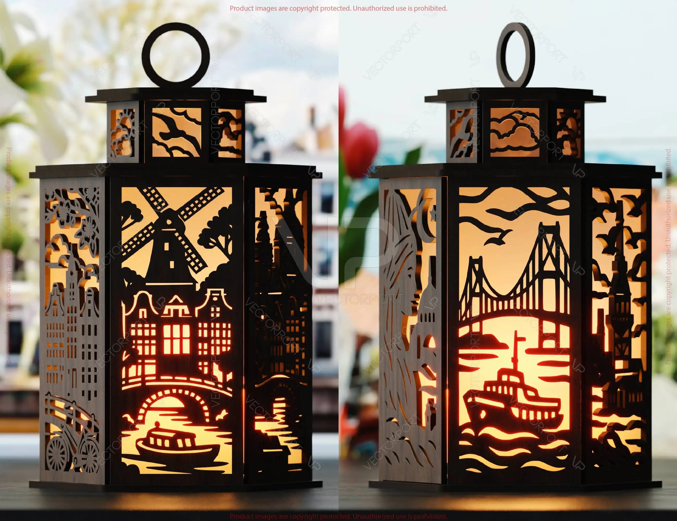 World Cities Laser Cut Table Lamp Panels Bundle – Skyline Lantern SVGs of New York, Paris, London & More Digital Download |#U590|