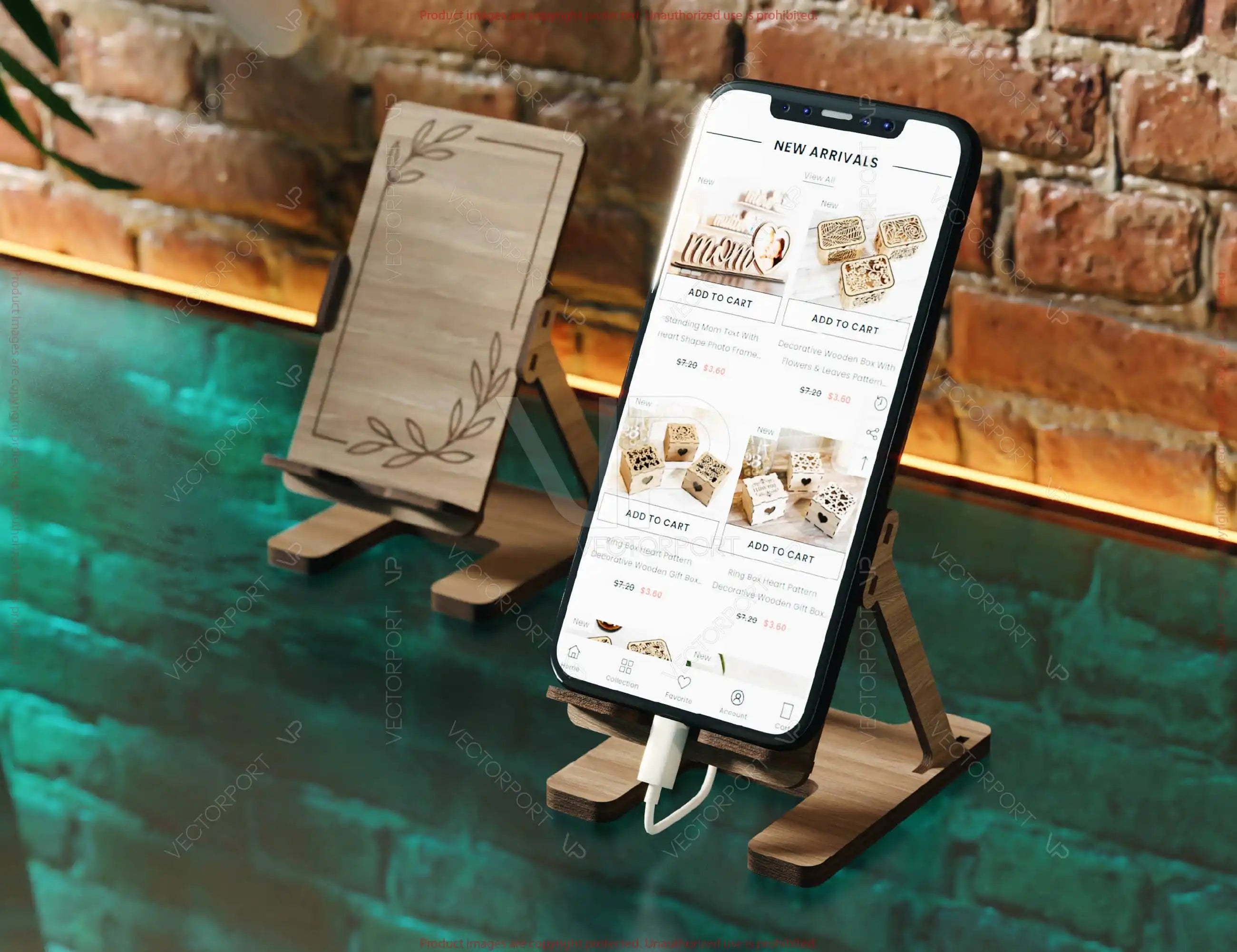 Modern Minimalist Phone Stand | Laser Cut SVG File | Mobile Holder, Wooden Desk Phone Dock – Digital Download |#U591|