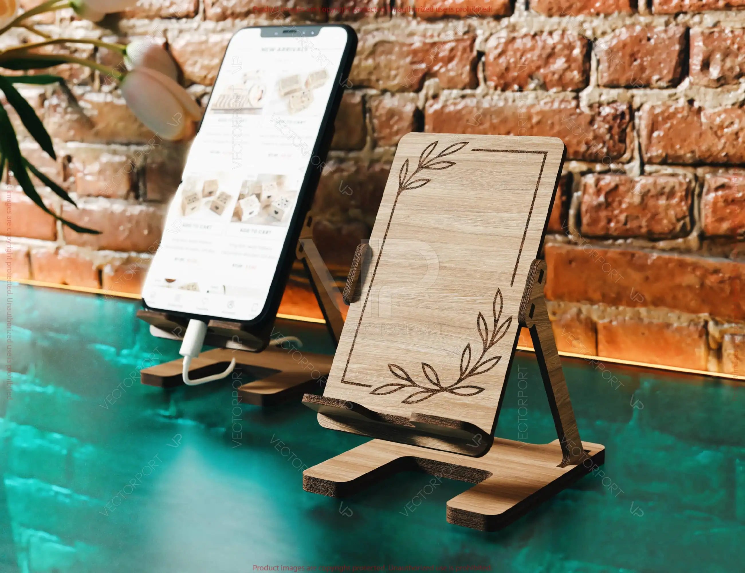 Modern Minimalist Phone Stand | Laser Cut SVG File | Mobile Holder, Wooden Desk Phone Dock – Digital Download |#U591|