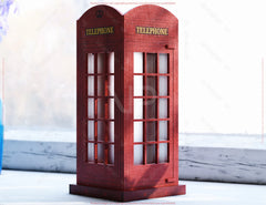 Miniature Laser Cut British Phone Booth – 3D Layered Red Telephone Box, Vintage UK Decor, Retro London Gift Home Decor Digital Download |#U602|
