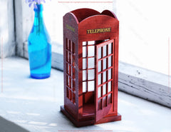 Miniature Laser Cut British Phone Booth – 3D Layered Red Telephone Box, Vintage UK Decor, Retro London Gift Home Decor Digital Download |#U602|