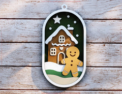 Christmas Layered Design | Round 3D Winter Scene with Santa, Snowman SVG | Laser Cut Shadow Box Digital Download |#U603|