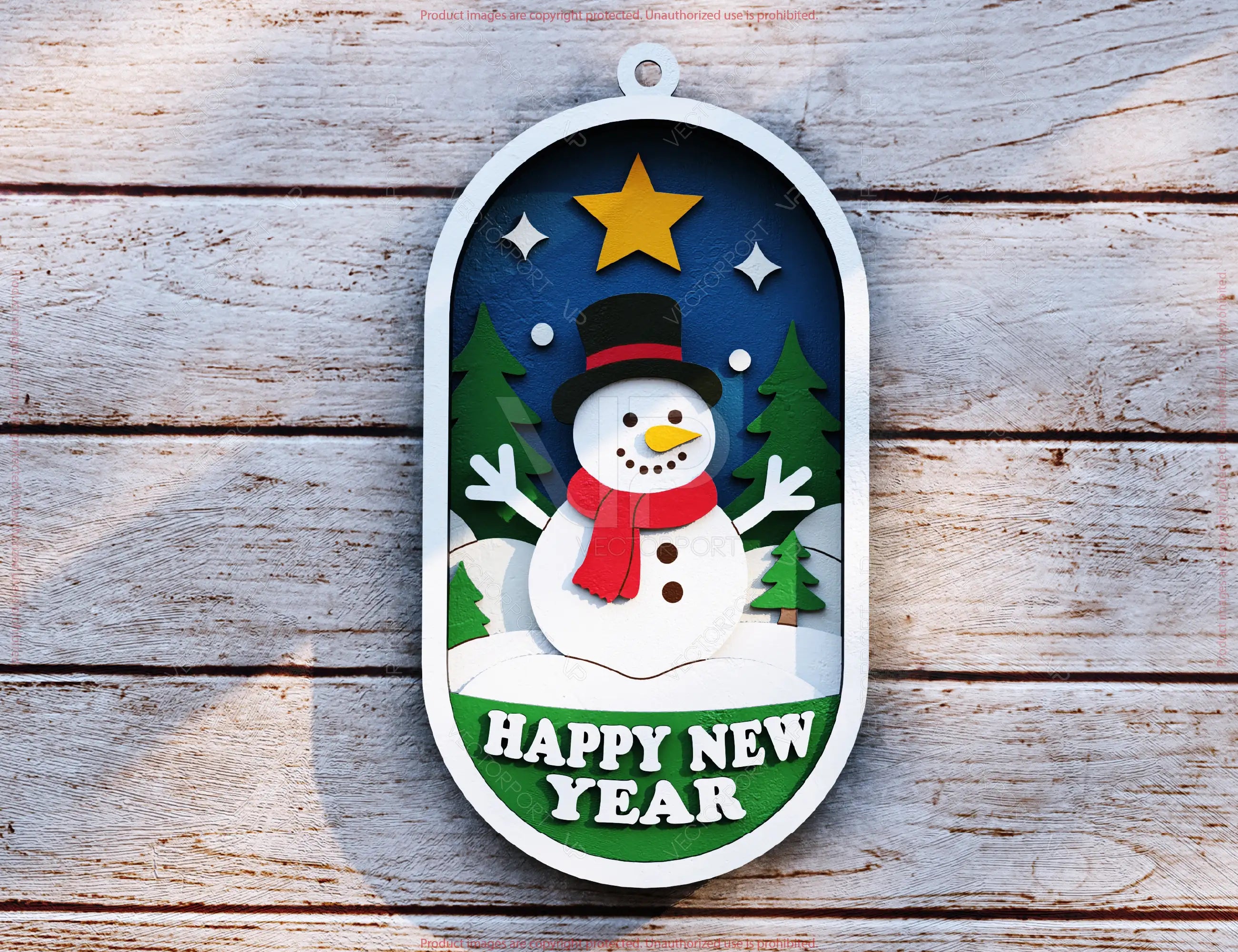 Christmas Layered Design | Round 3D Winter Scene with Santa, Snowman SVG | Laser Cut Shadow Box Digital Download |#U603|