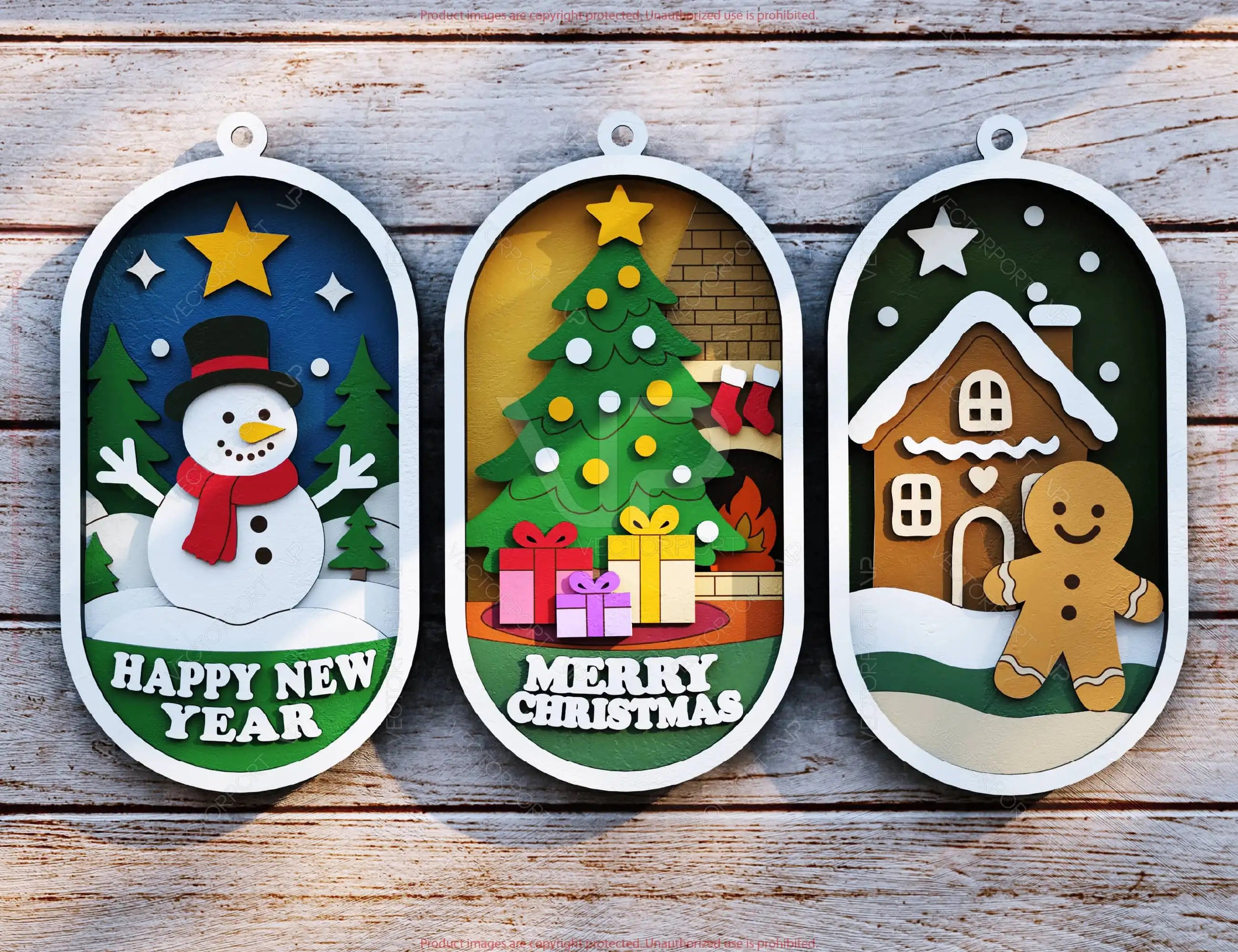 Christmas Layered Design | Round 3D Winter Scene with Santa, Snowman SVG | Laser Cut Shadow Box Digital Download |#U603|