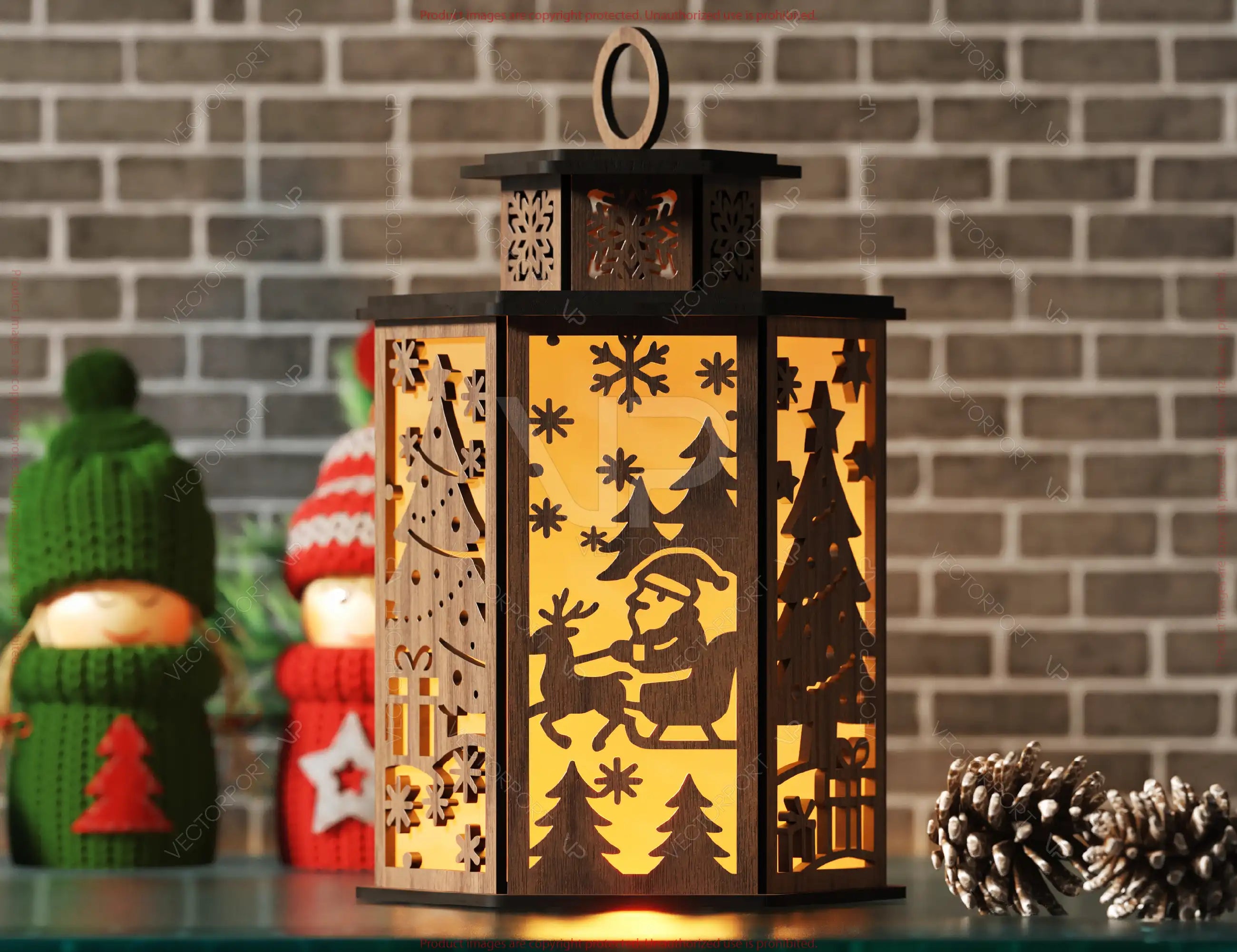 Christmas Lantern Candle Holder, Festive Lantern, Holiday Tea Light, New Year Themed Laser Cut Digital Download |#U604|