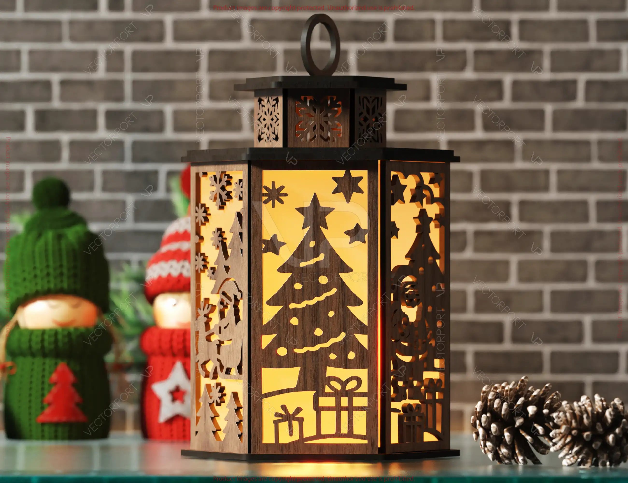 Christmas Lantern Candle Holder, Festive Lantern, Holiday Tea Light, New Year Themed Laser Cut Digital Download |#U604|