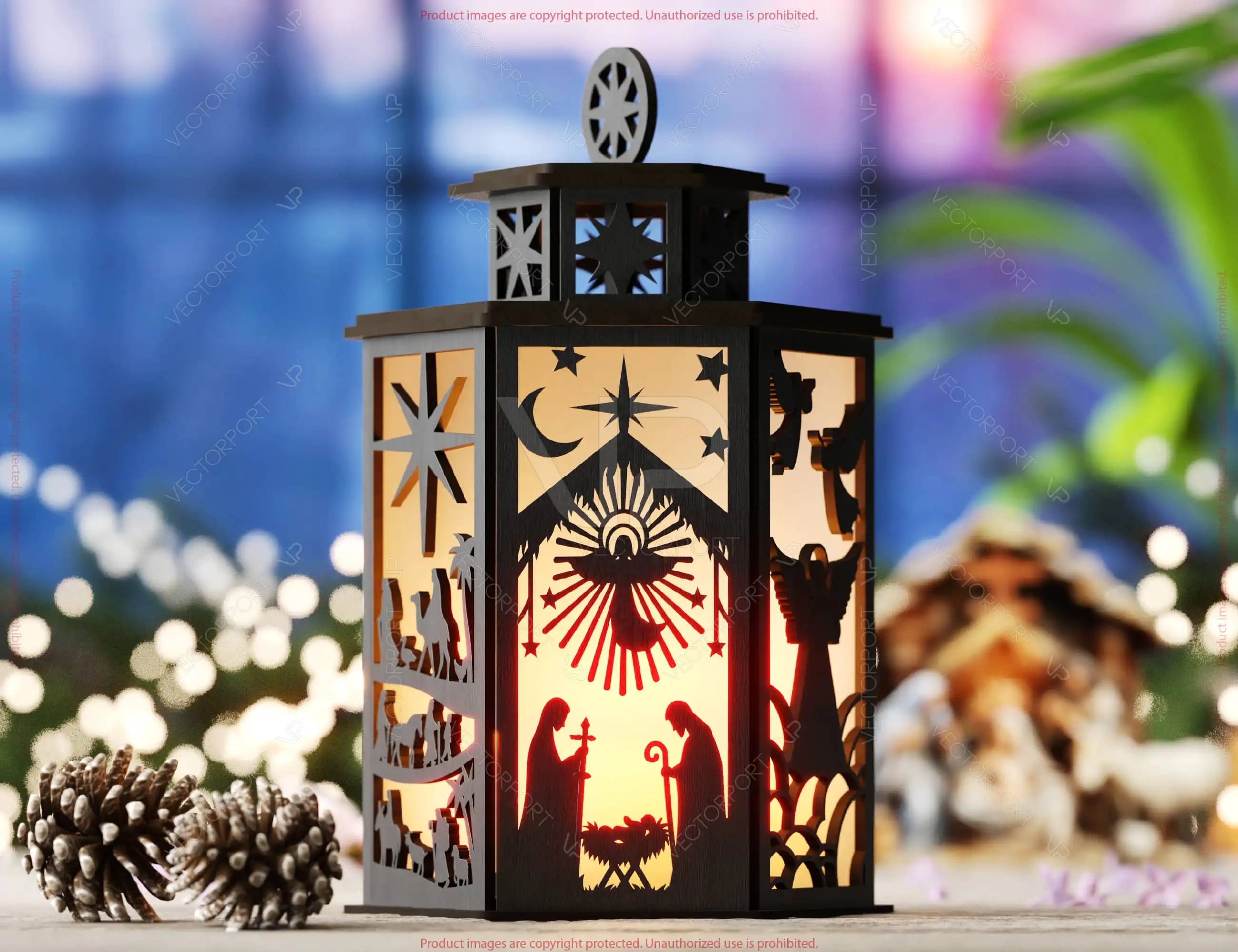 Christmas Candle Holder Bundle Nativity Lantern Holy Night Laser Cut Lamp Files 10 Festive Designs Digital Download |#U621|