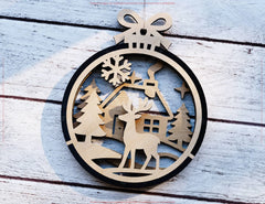 New Year 3D Christmas Ornament Bundle | Laser Cut Snowy Scene Holiday Tree Hanging Baubles | Digital Download |#U622|