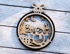 New Year 3D Christmas Ornament Bundle | Laser Cut Snowy Scene Holiday Tree Hanging Baubles | Digital Download |#U623|