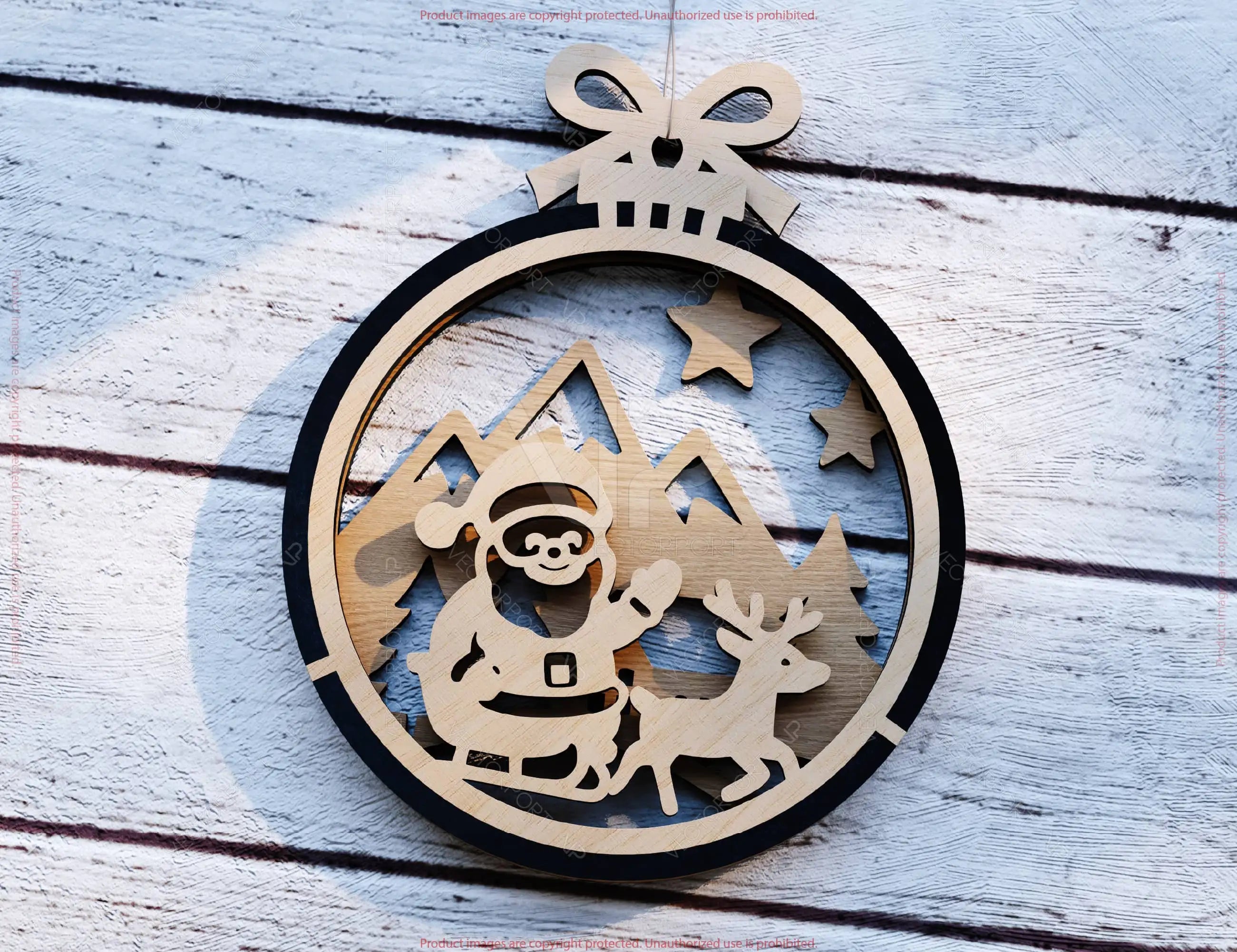 New Year 3D Christmas Ornament Bundle | Laser Cut Snowy Scene Holiday Tree Hanging Baubles | Digital Download |#U623|