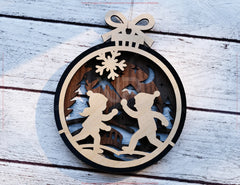 New Year 3D Christmas Ornament Bundle | Laser Cut Snowy Scene Holiday Tree Hanging Baubles | Digital Download |#U624|