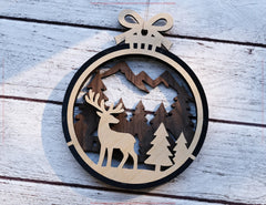 New Year 3D Christmas Ornament Bundle | Laser Cut Snowy Scene Holiday Tree Hanging Baubles | Digital Download |#U624|