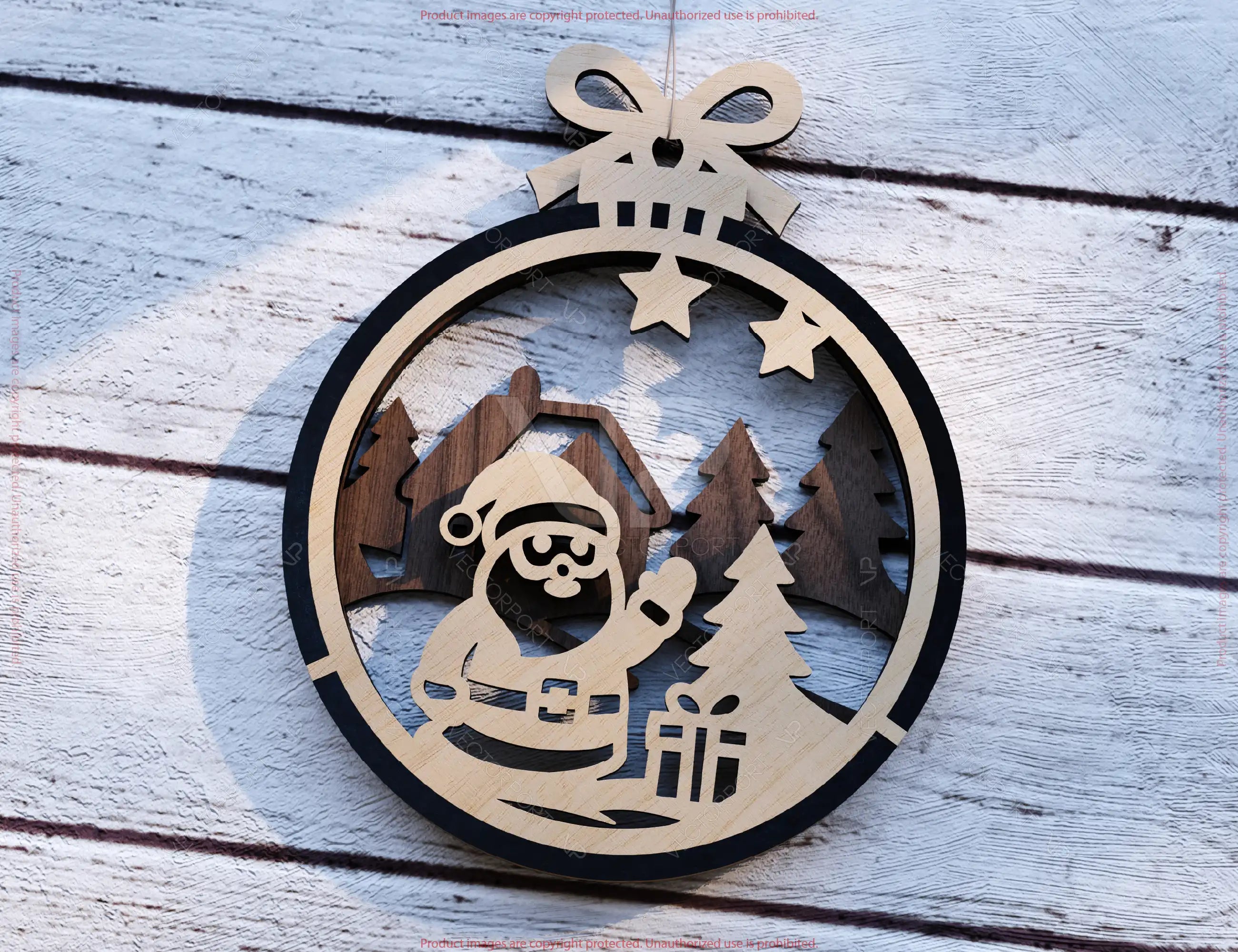 New Year 3D Christmas Ornament Bundle | Laser Cut Snowy Scene Holiday Tree Hanging Baubles | Digital Download |#U624|