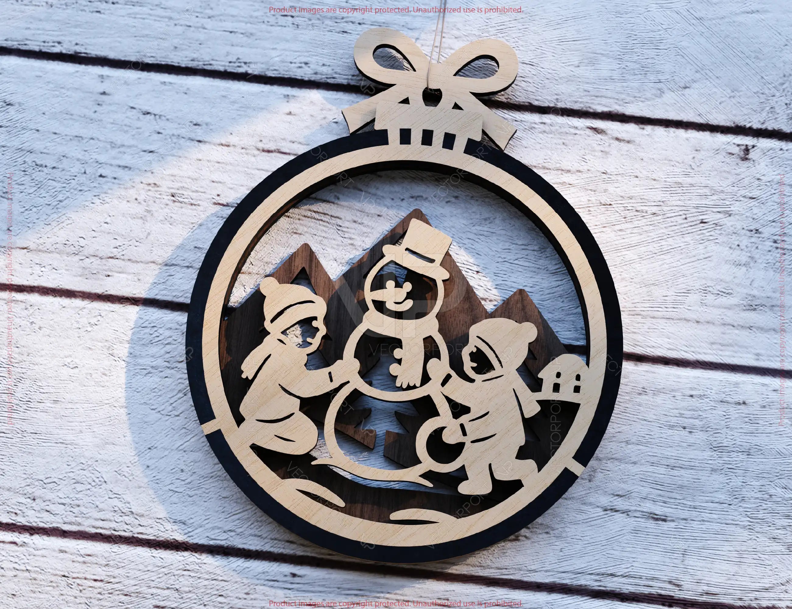 New Year 3D Christmas Ornament Bundle | Laser Cut Snowy Scene Holiday Tree Hanging Baubles | Digital Download |#U624|