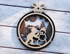 New Year 3D Christmas Ornament Bundle | Laser Cut Snowy Scene Holiday Tree Hanging Baubles | Digital Download |#U625|