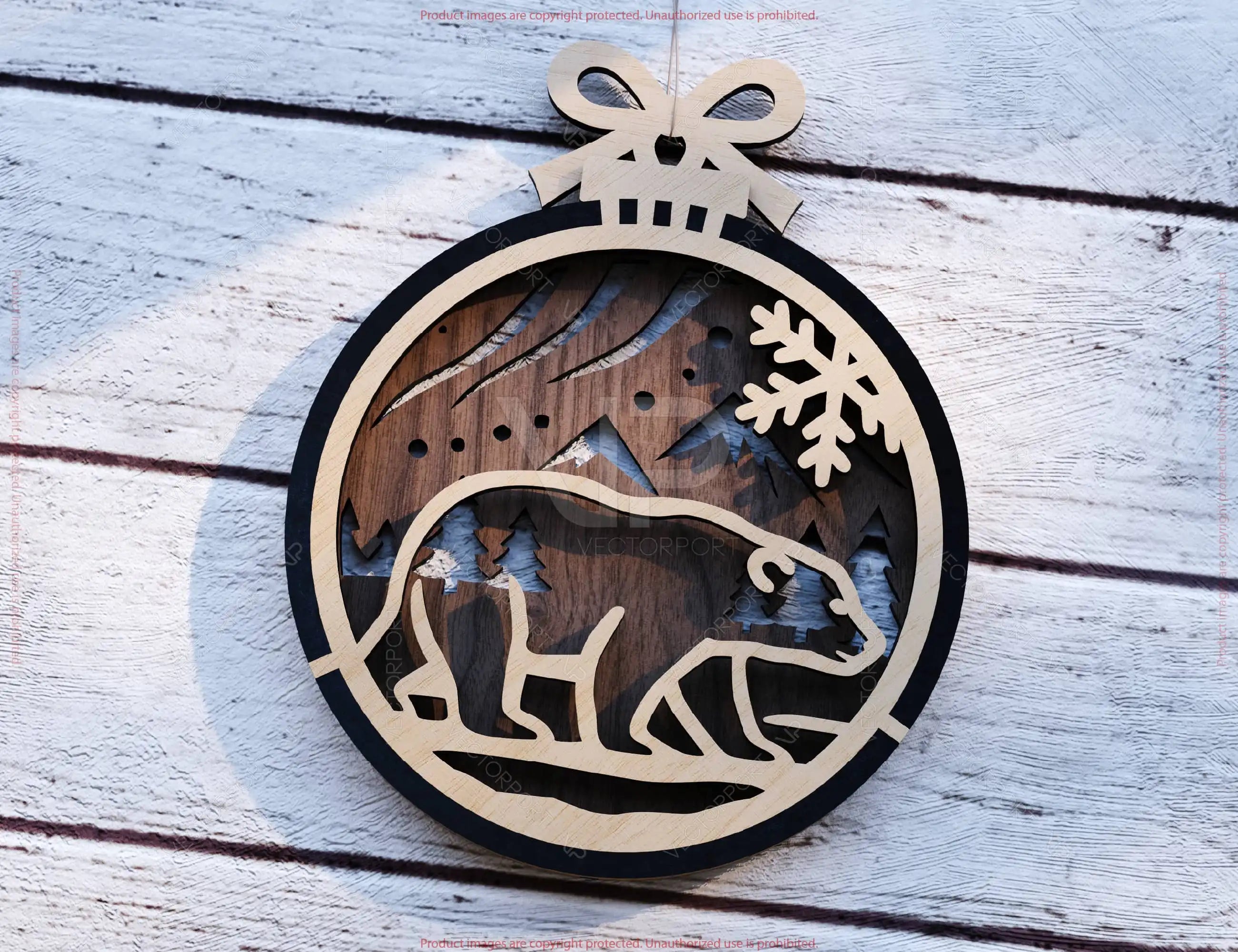 New Year 3D Christmas Ornament Bundle | Laser Cut Snowy Scene Holiday Tree Hanging Baubles | Digital Download |#U625|