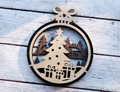 New Year 3D Christmas Ornament Bundle | Laser Cut Snowy Scene Holiday Tree Hanging Baubles | Digital Download |#U625|