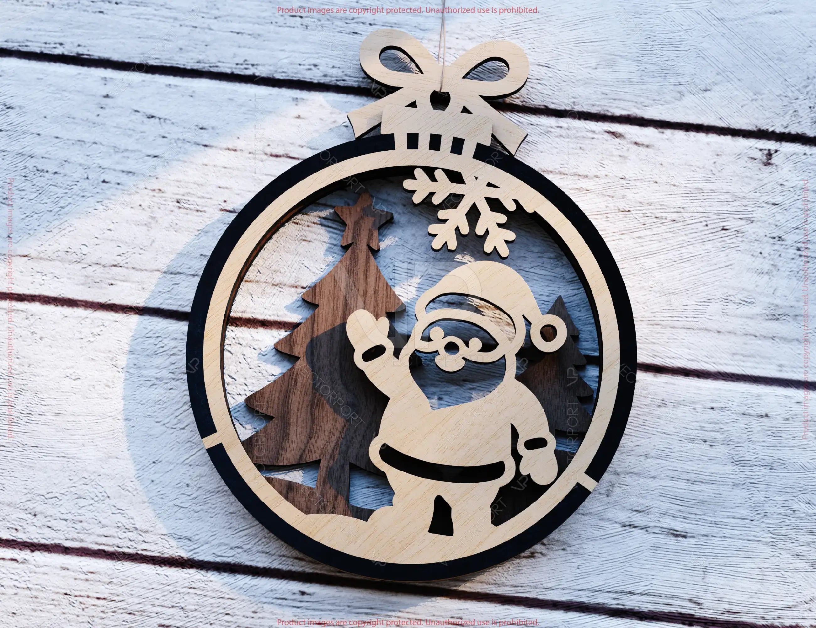 New Year 3D Christmas Ornament Bundle | Laser Cut Snowy Scene Holiday Tree Hanging Baubles | Digital Download |#U625|