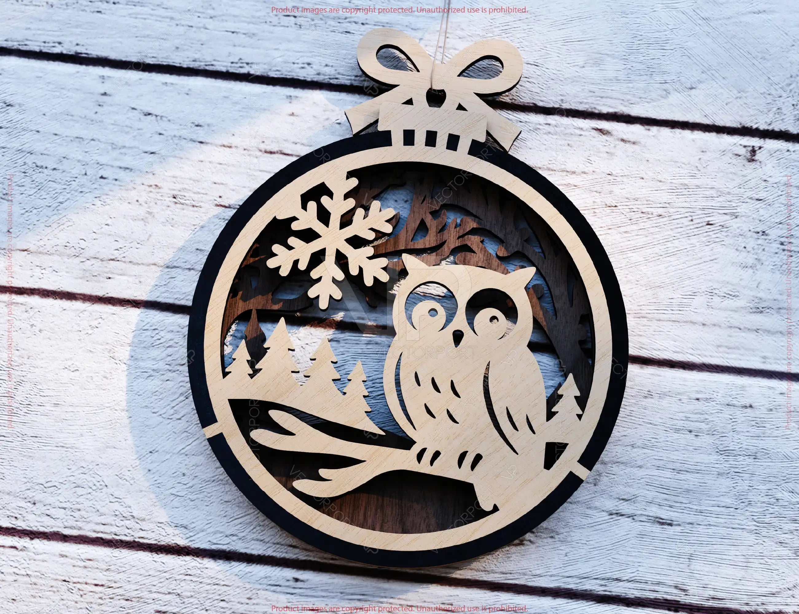 New Year 3D Christmas Ornament Bundle | Laser Cut Snowy Scene Holiday Tree Hanging Baubles | Digital Download |#U625|