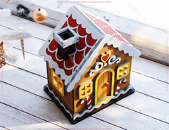 Gingerbread House Laser Cut 3D Christmas Cottage SVG Holiday Miniature Candy House Template DIY Candle Holder Digital Download |#U626|