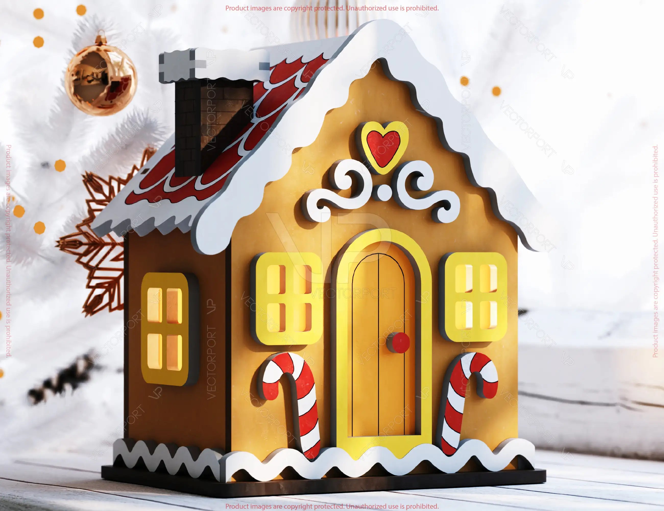 Gingerbread House Laser Cut 3D Christmas Cottage SVG Holiday Miniature Candy House Template DIY Candle Holder Digital Download |#U626|