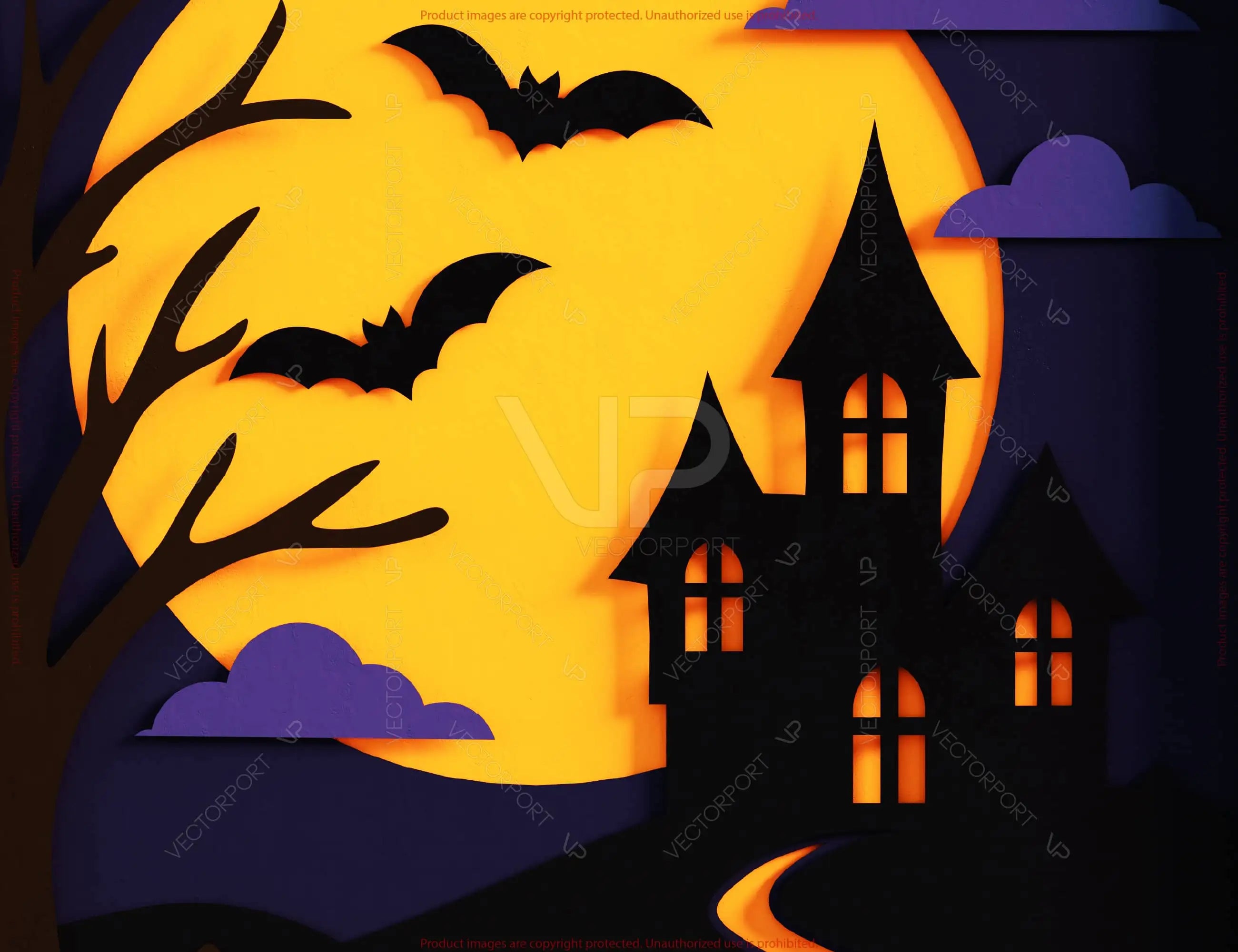 Halloween Shadow Box – Multi Layer 3D Papercut Scene | Spooky Wall Art with Frame Digital Download |#U627|