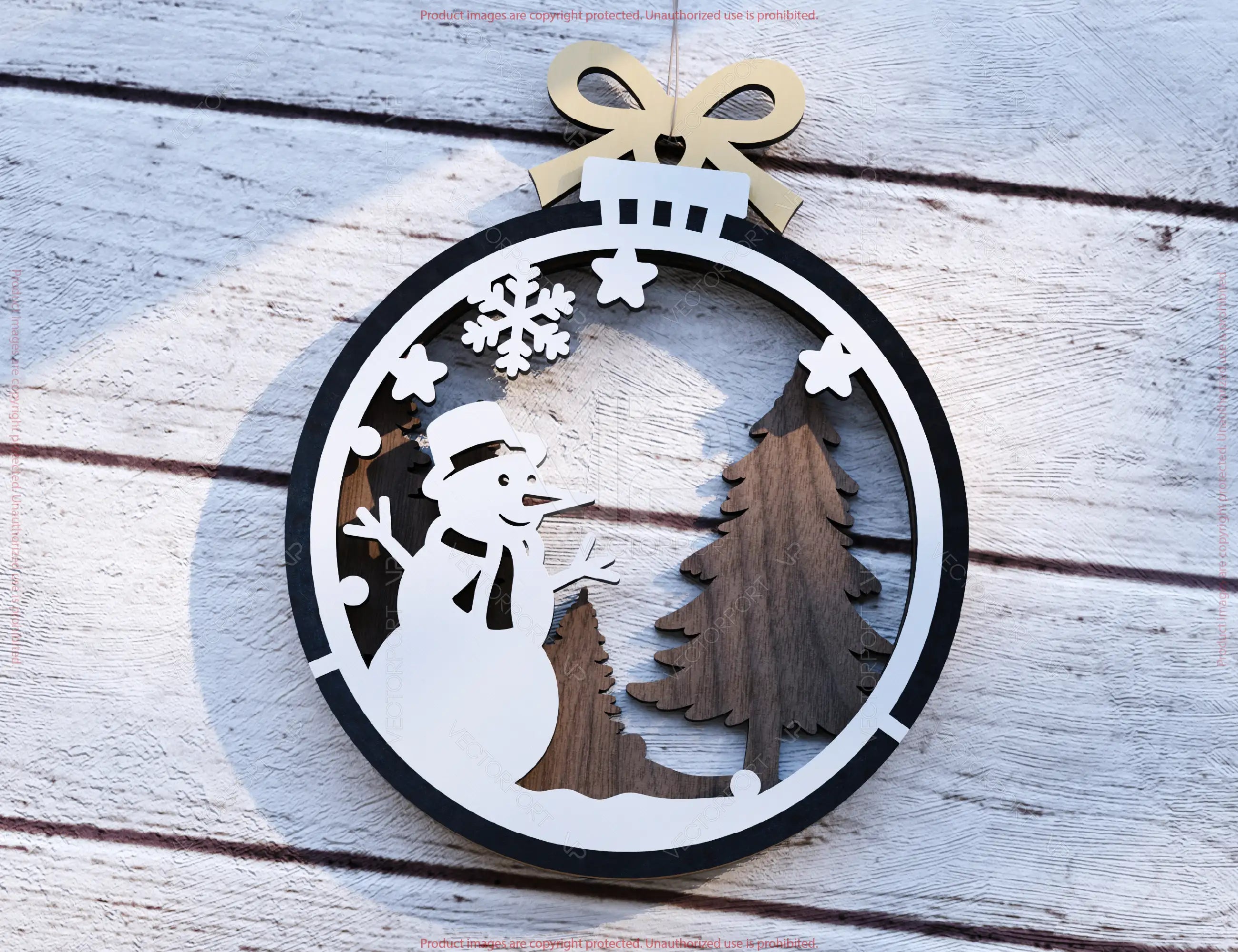New Year 3D Christmas Ornament Bundle | Laser Cut Snowy Scene Holiday Tree Hanging Baubles | Digital Download |#U628|
