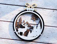 New Year 3D Christmas Ornament Bundle | Laser Cut Snowy Scene Holiday Tree Hanging Baubles | Digital Download |#U628|