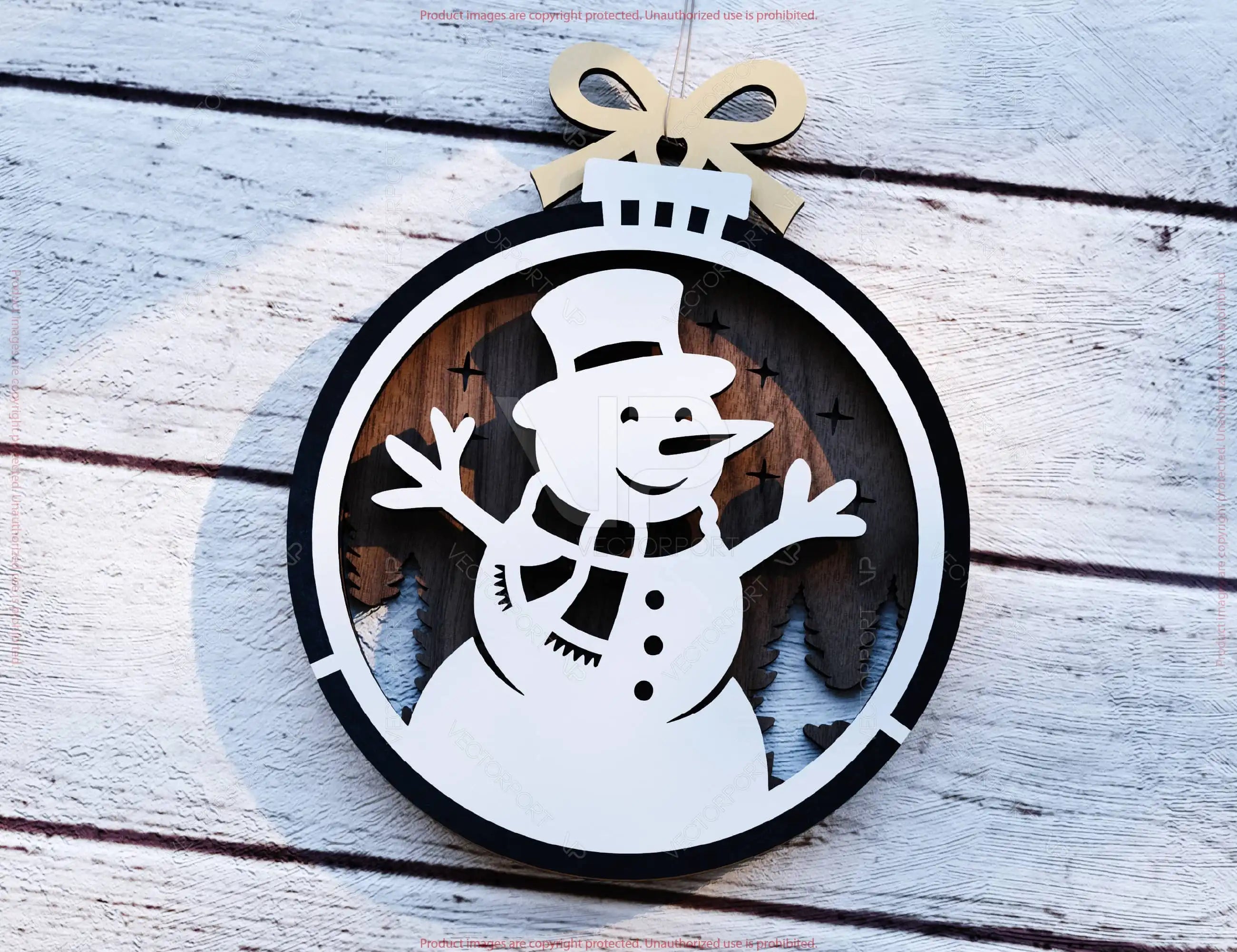 New Year 3D Christmas Ornament Bundle | Laser Cut Snowy Scene Holiday Tree Hanging Baubles | Digital Download |#U628|