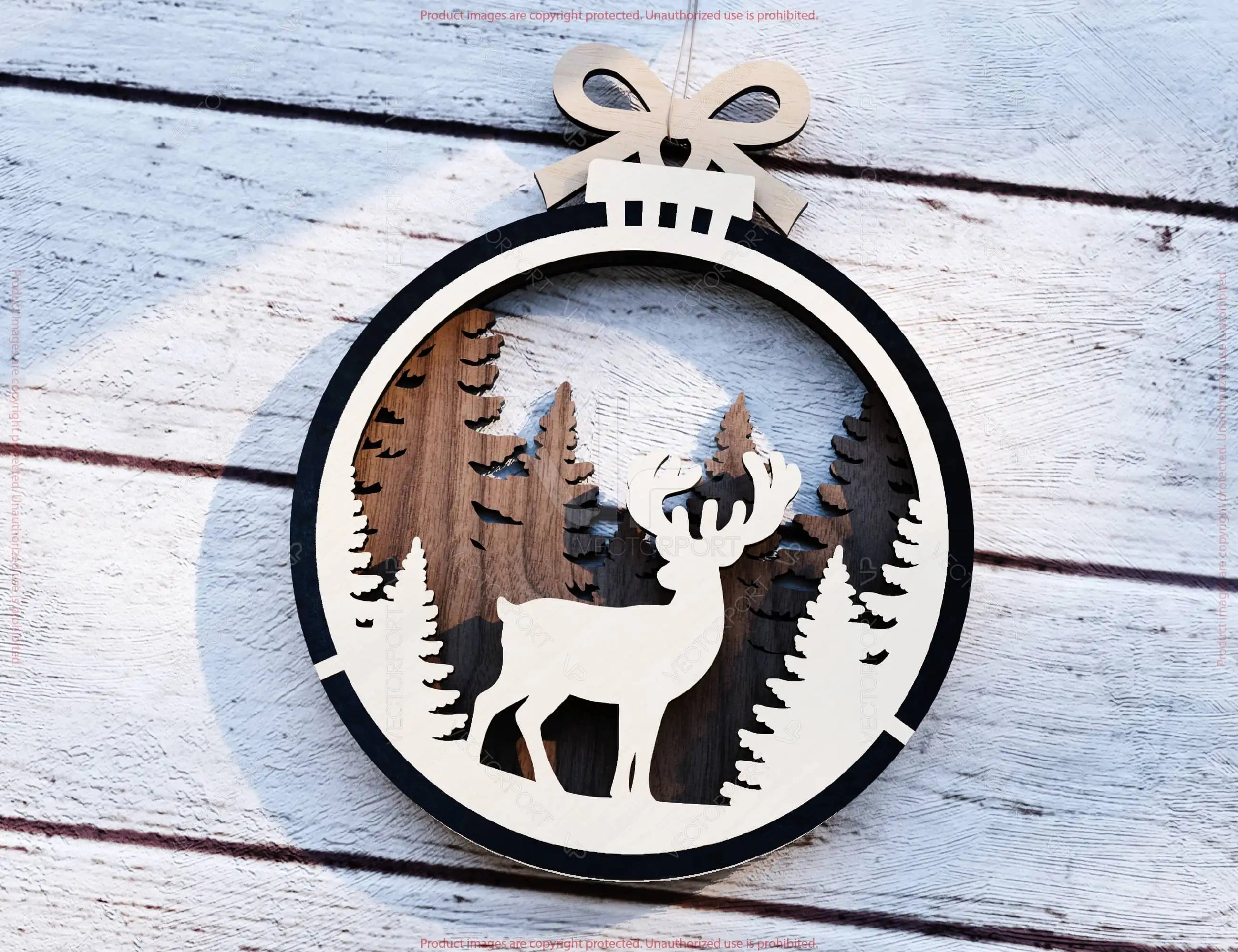 New Year 3D Christmas Ornament Bundle | Laser Cut Snowy Scene Holiday Tree Hanging Baubles | Digital Download |#U628|