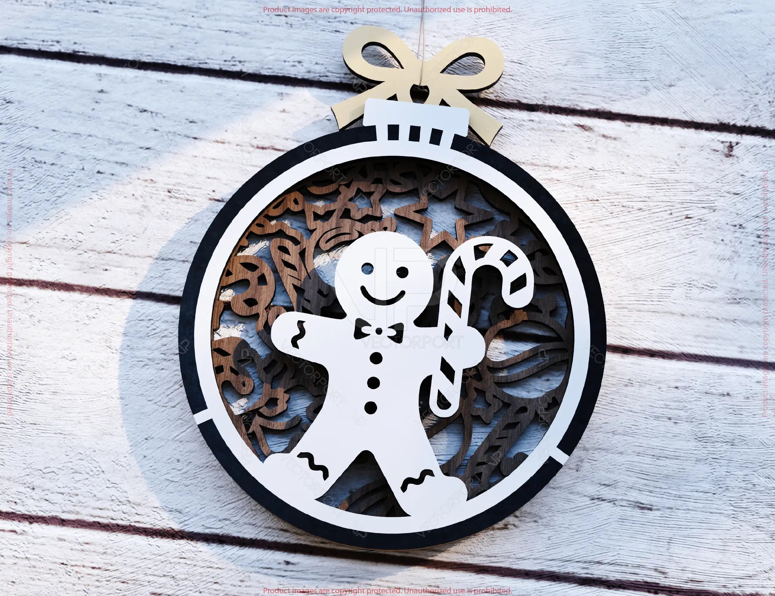 New Year 3D Christmas Ornament Bundle | Laser Cut Snowy Scene Holiday Tree Hanging Baubles | Digital Download |#U629|