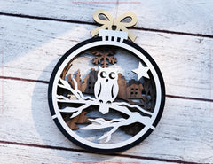 New Year 3D Christmas Ornament Bundle | Laser Cut Snowy Scene Holiday Tree Hanging Baubles | Digital Download |#U629|