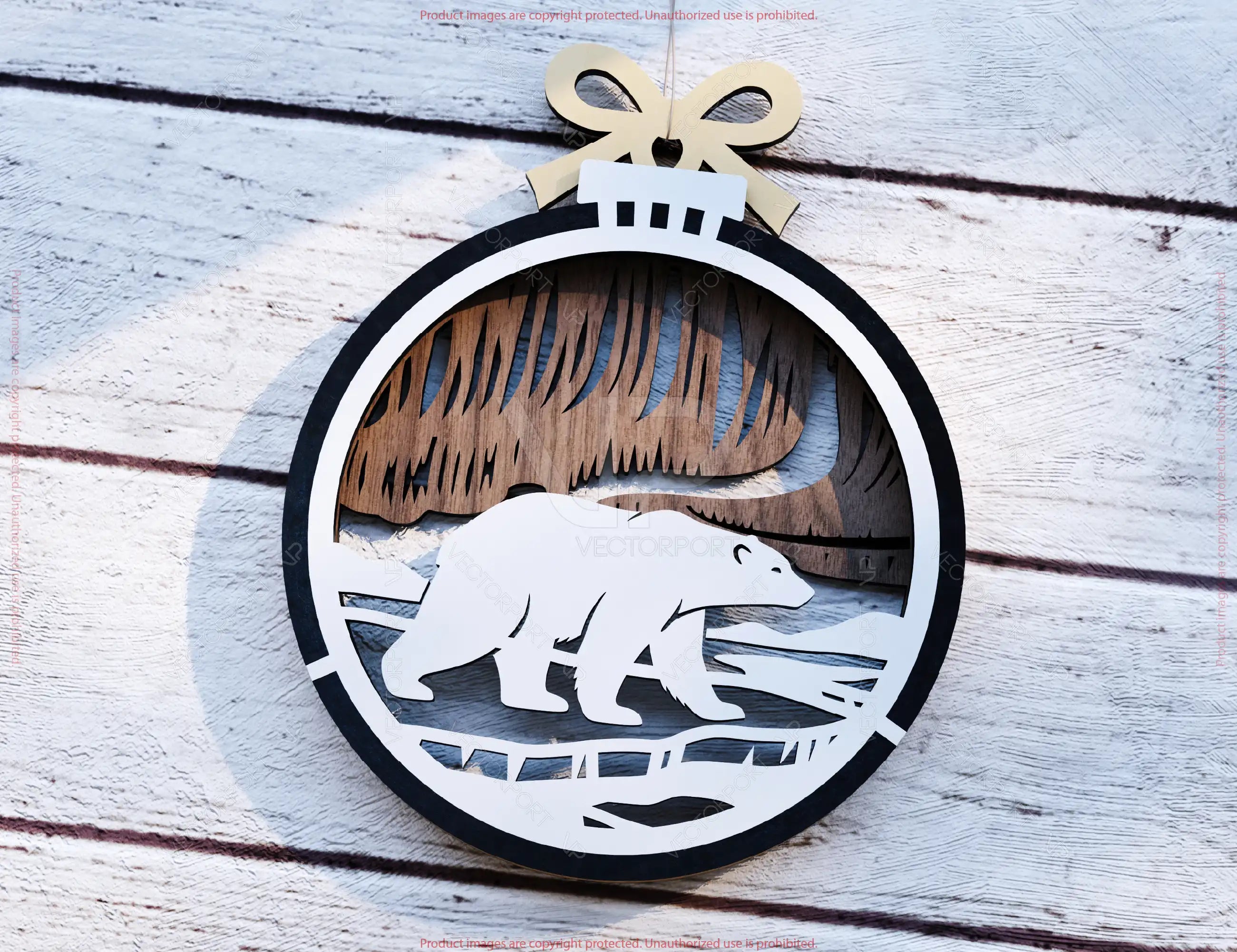 New Year 3D Christmas Ornament Bundle | Laser Cut Snowy Scene Holiday Tree Hanging Baubles | Digital Download |#U629|