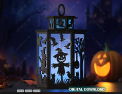 Ghosts In the Night Halloween Tealight Lantern SVG – Spooky Ghosts & Bats Candle Holder Digital Download |#U633|