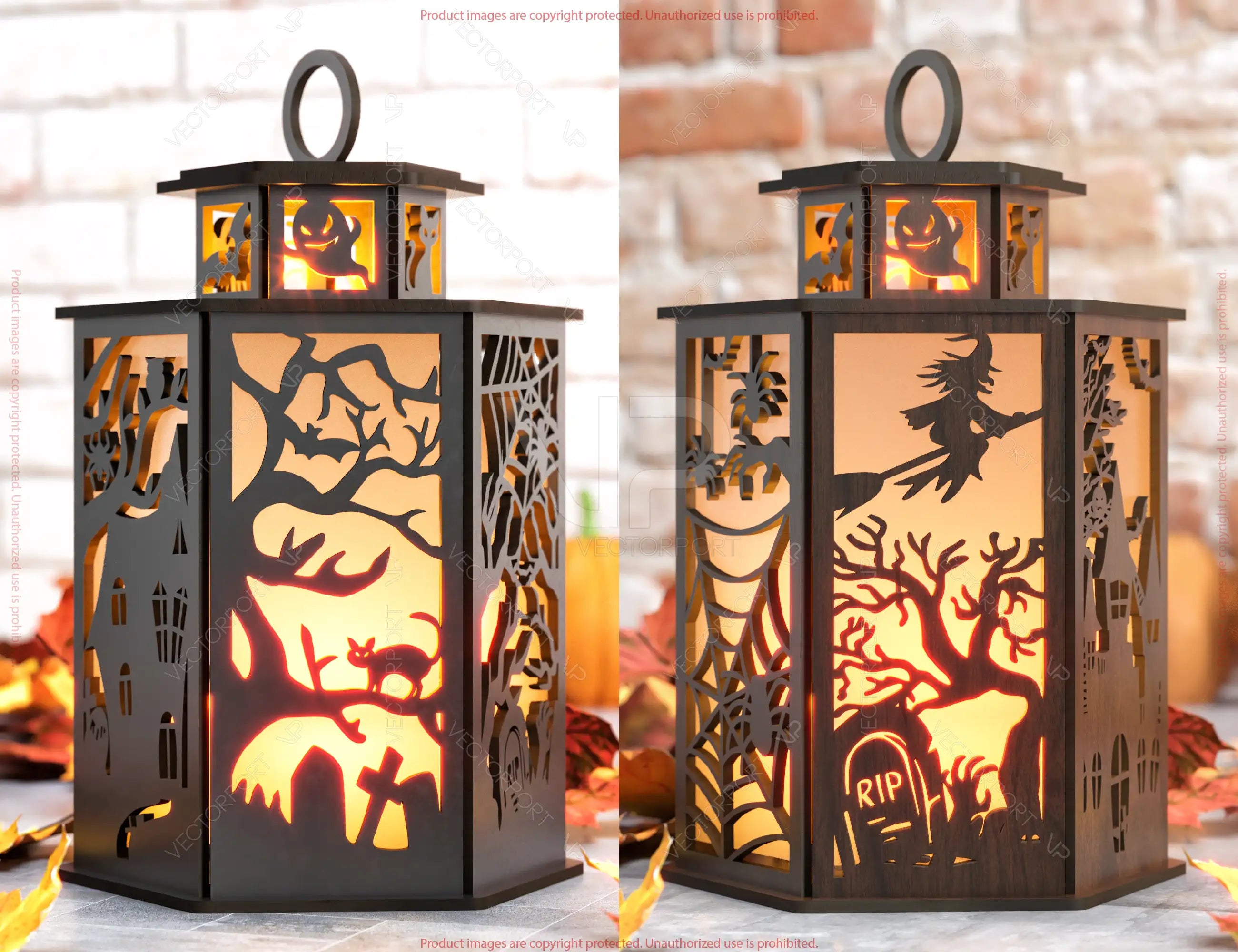 Halloween Lantern Bundle | Haunted House, Ghosts, Bats & Spooky Tealight Holders | Laser Cutting Digital Download |#U635|