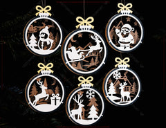 New Year 3D Christmas Ornament Bundle of 36 | Laser Cut Snowy Scene Holiday Tree Hanging Baubles | Digital Download |#U636|