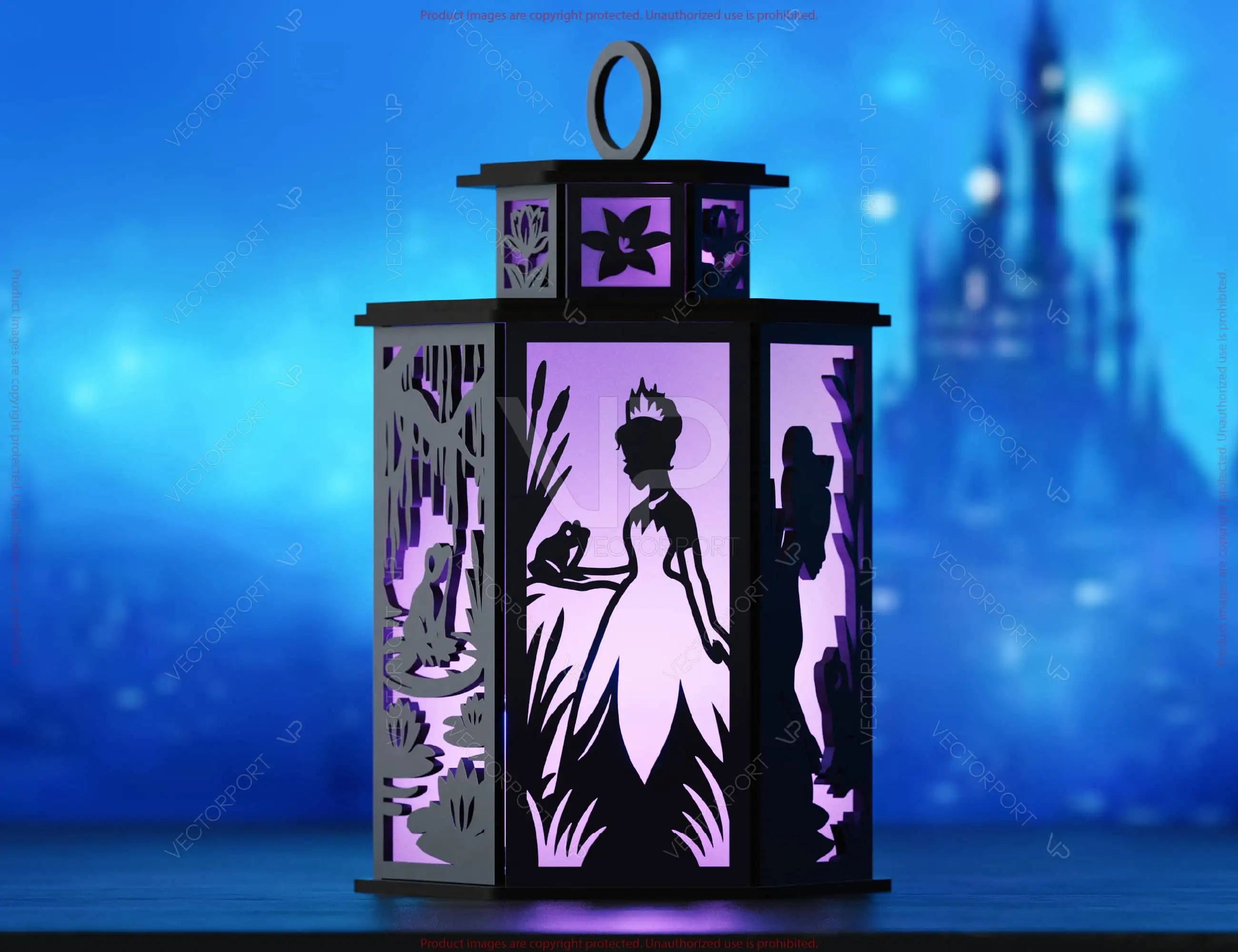 Princess Tiana & The Frog Tealight Lantern | Fairy Tale Silhouette Candle Holder | Magical SVG Digital Download |#U638|