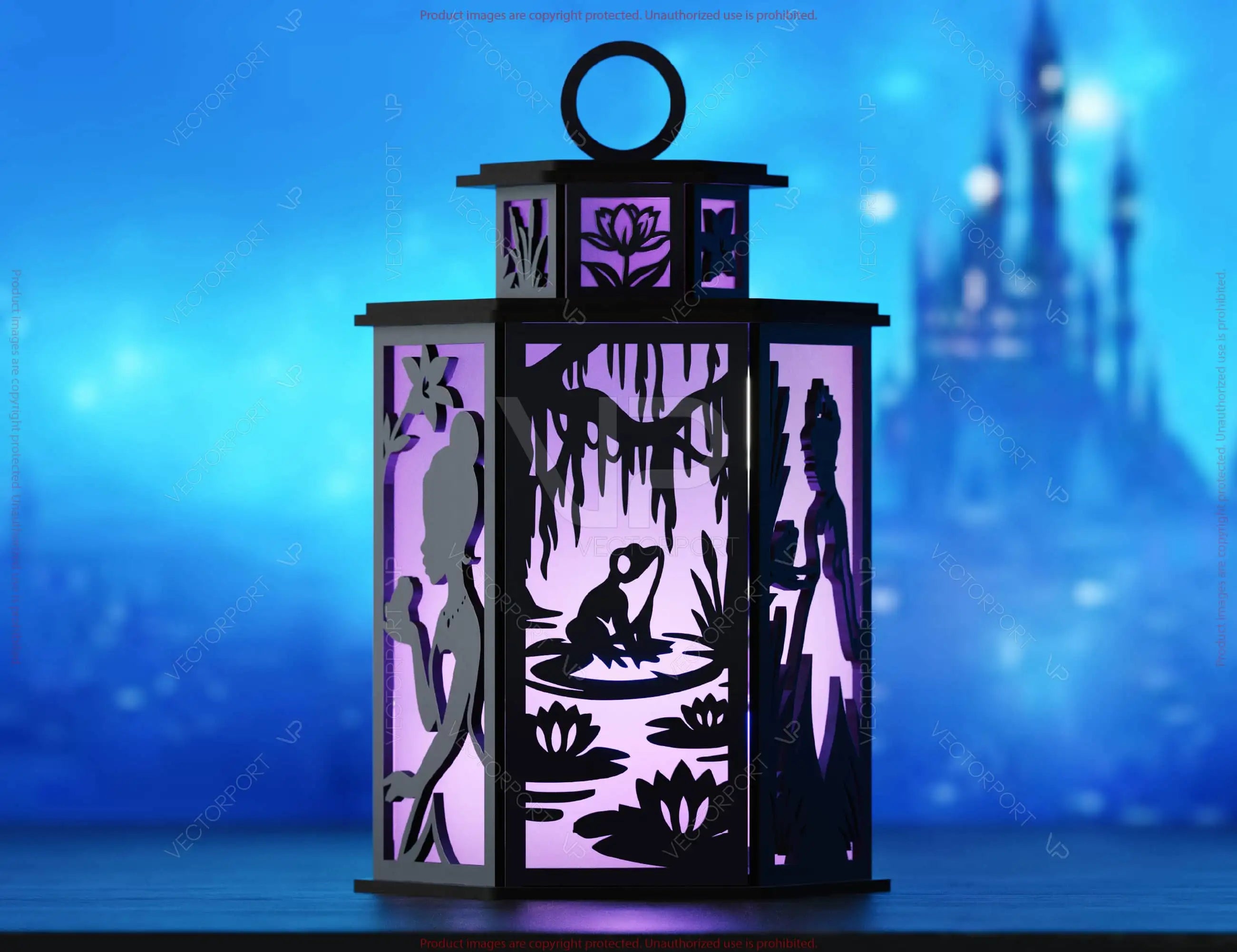 Princess Tiana & The Frog Tealight Lantern | Fairy Tale Silhouette Candle Holder | Magical SVG Digital Download |#U638|