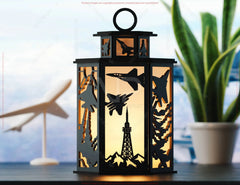 Fighter Jet Flight Lantern SVG - Laser Cut Aviation Lamp Kit | Cockpit & Cloud Panels Candle Holder Lamp Digital Download |#U654|