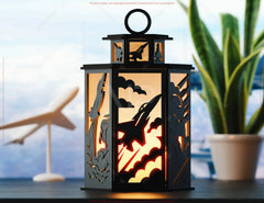 Fighter Jet Flight Lantern SVG - Laser Cut Aviation Lamp Kit | Cockpit & Cloud Panels Candle Holder Lamp Digital Download |#U654|