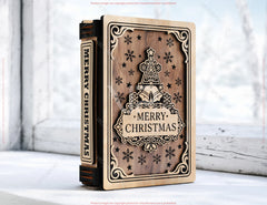 Customizable Rustic Wooden Book Box – Handcrafted Laser-Cut Christmas Keepsake Box Vintage Cover Digital Download |#U655|