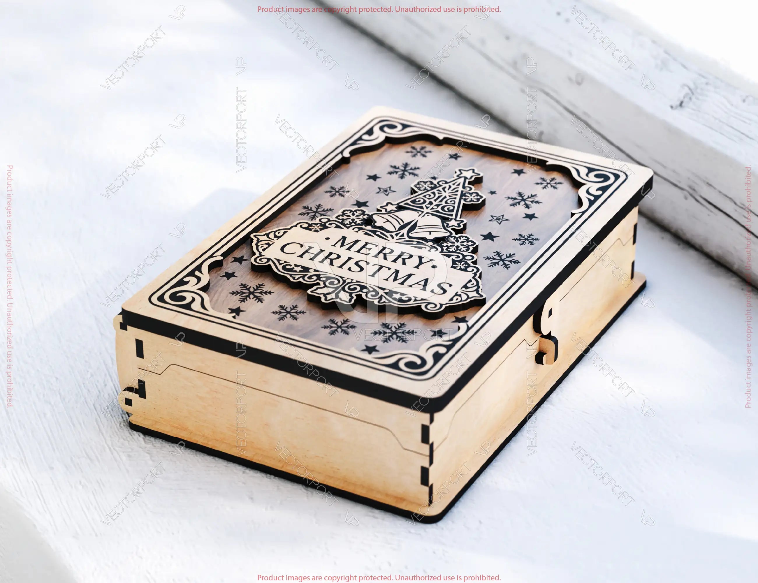 Customizable Rustic Wooden Book Box – Handcrafted Laser-Cut Christmas Keepsake Box Vintage Cover Digital Download |#U655|